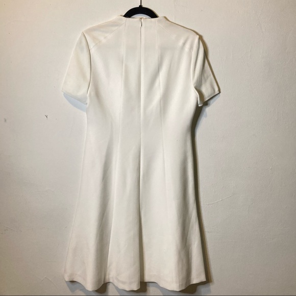 Elie Tahari White Mockneck Midi Swing Dress 10 - Picture 4 of 6